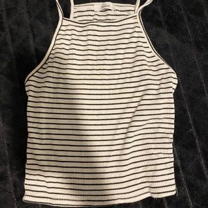 Black and white striped halter top